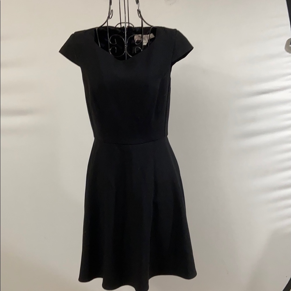 French Connection black fit and flare dress. Classic LBD